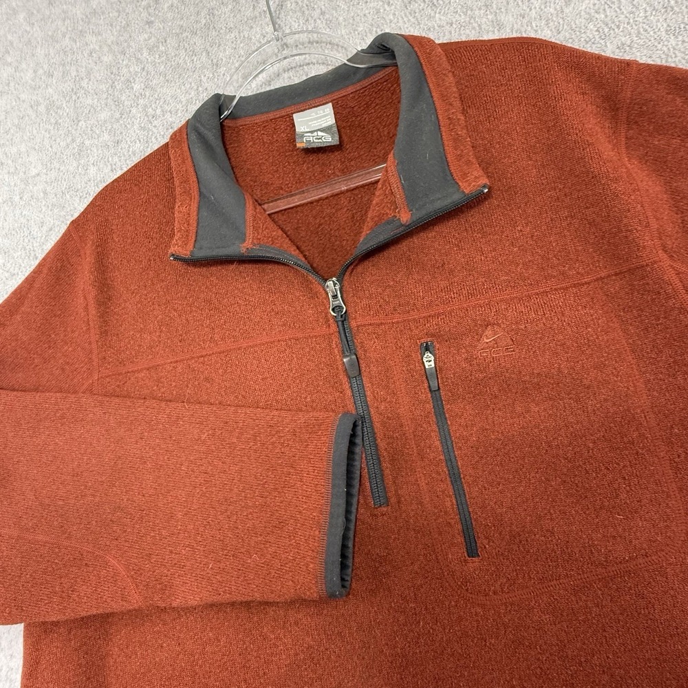 Nike ACG Therma Fit Quarter 1/4 Zip Fleece Size XL Orange Gray Sweater Outdoors